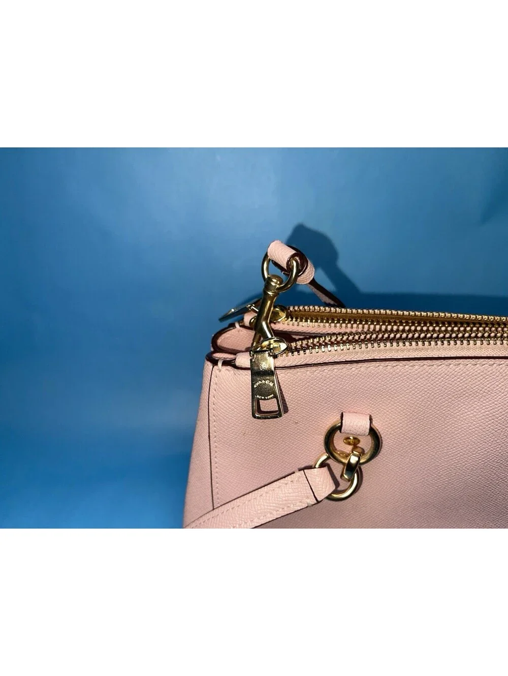 Coach Pink Leather Satchel Crossbody Handbag Purse Gold Tone